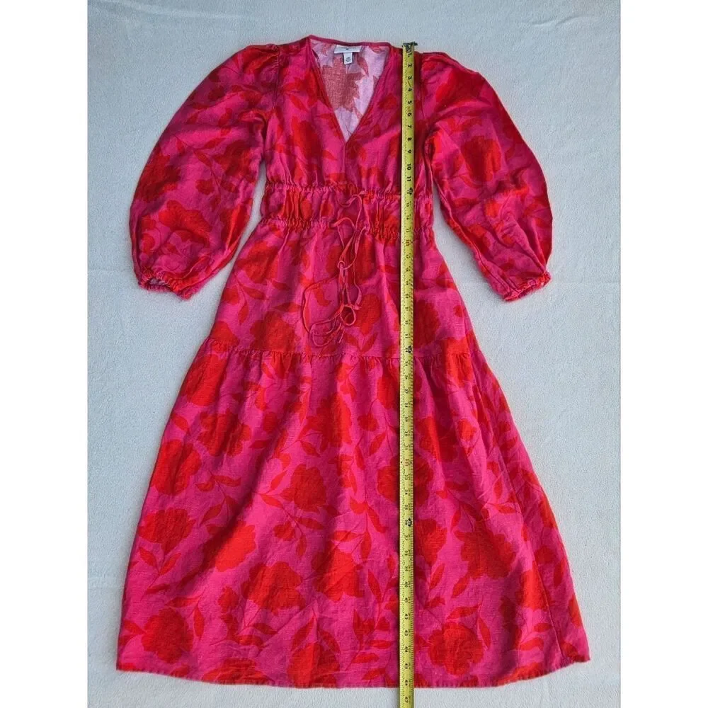 Kate Spade Classic Rose Linen V-Neck Dress Size XXS